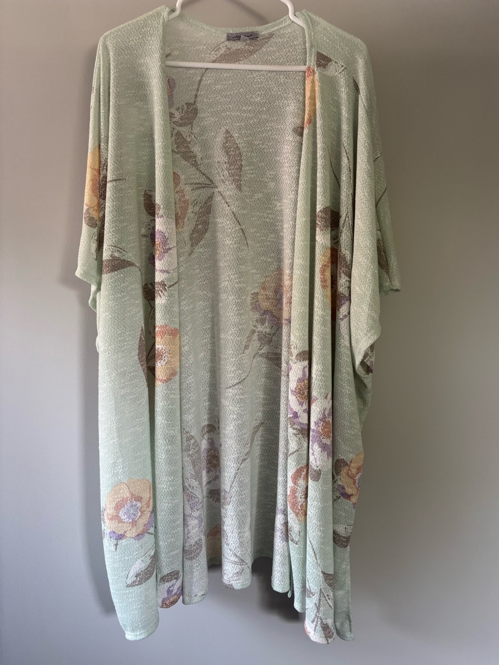 White Birch Mint Floral Kimono Cardigan